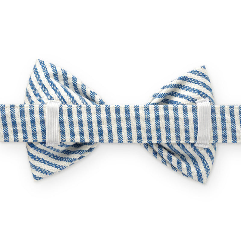 Lake Blue Stripes Dog Bow Tie