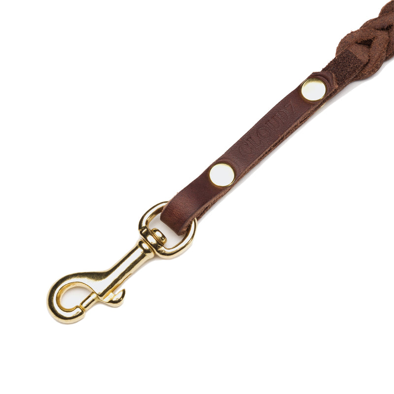 Cloud 7_Central Park Dog Lead-Saddle Brown_brass buckle