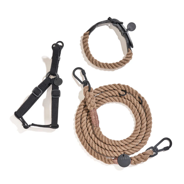 Found My Animal_Dog Lead_Natural with Matte Black_Set