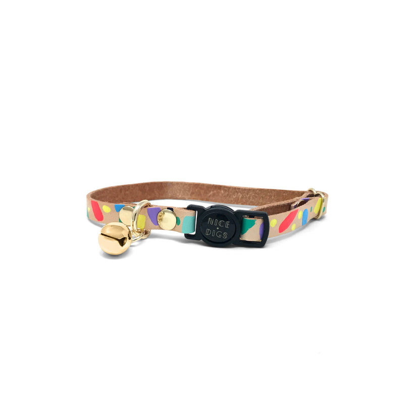 Nice DIgs_Confetti Cat Collar_Leather_Front