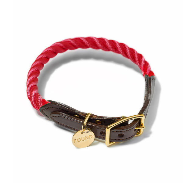 Found My Animal_Red Rope & Leather_Dog Collar