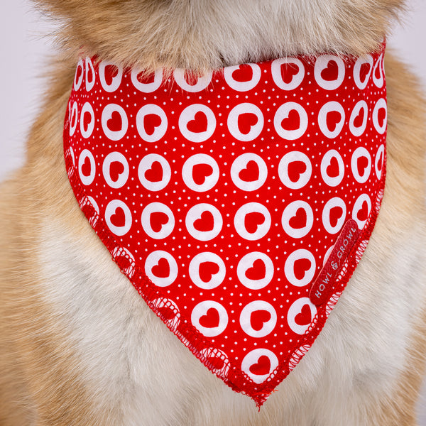 Howl & Growl_Dog Bandana_hearts_close