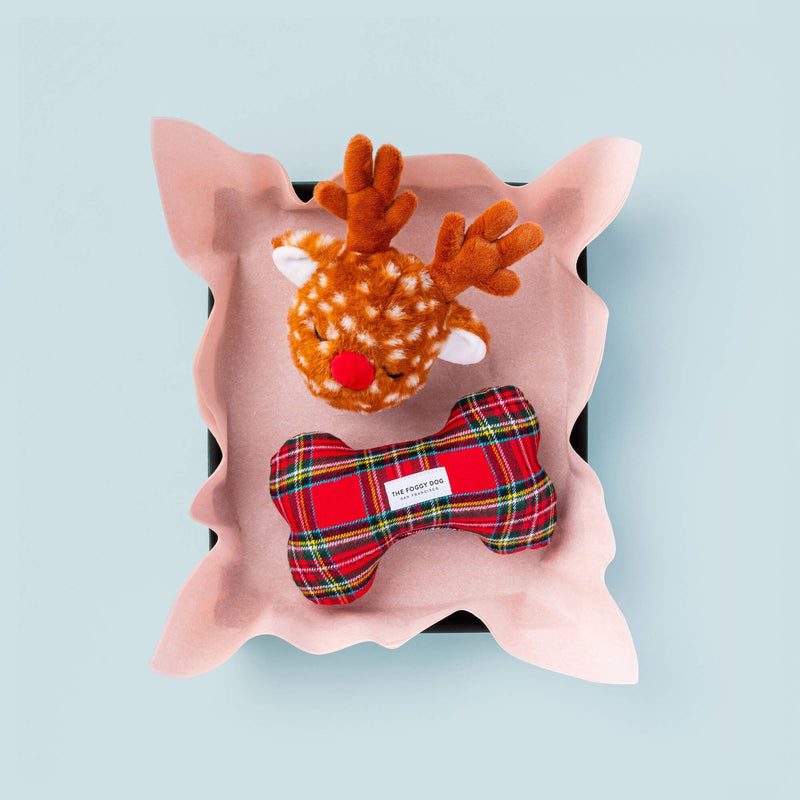 The Foggy Dog_Squeaky Toy_Red Plaid_Reindeer Toy