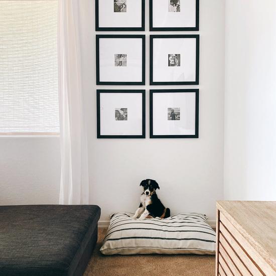 The Foggy Dog_Bed Cover_Design_Charcoal stripe_Interiors-Puppy bed