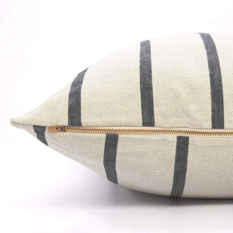 The Foggy Dog_Bed Cover_Design_Charcoal stripe_Close Up_YKK zip