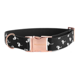 Prunkhund-Flamingo Black Dog Collar