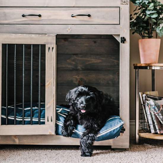 The Foggy Dog-Navy Stripe Dog Bed-Crate dog