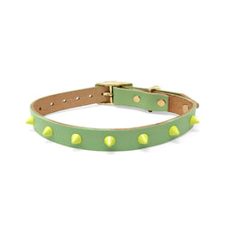 Nice Digs-Smooth Spike Leather Dog Collar-Green