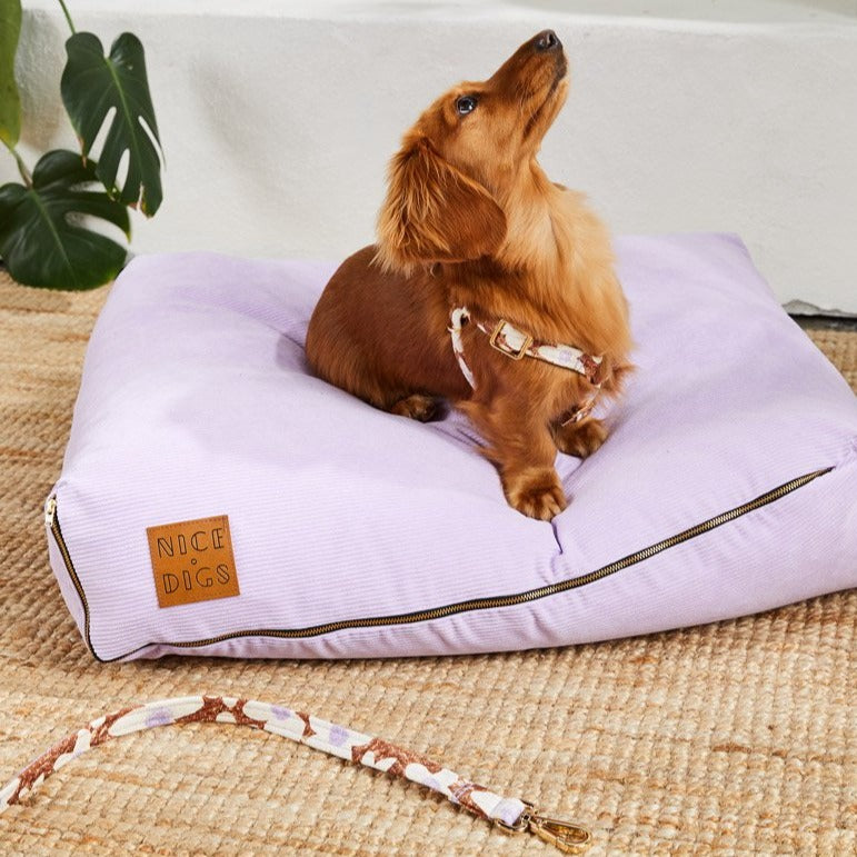 Nice Digs-Cord Slouch Dog Bed -Lilac