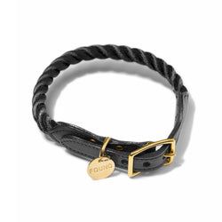 Black rope and leather dog collar 
